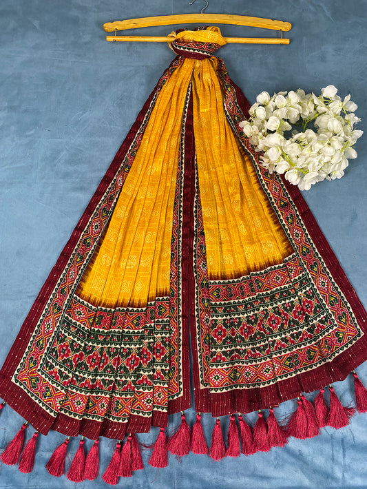 Pure Chinon Sequins and Thread Work Dupatta