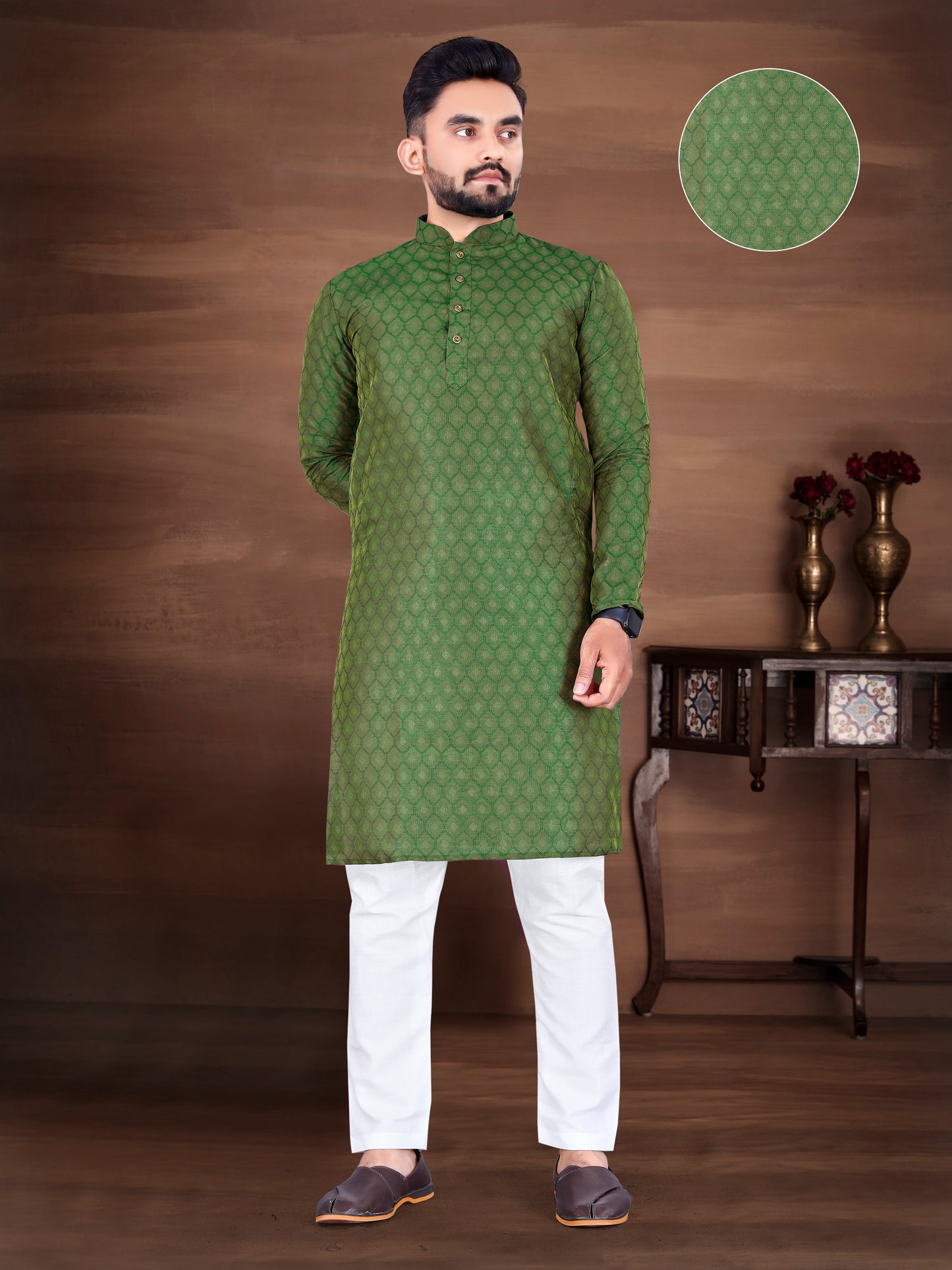 Men's Cotton Jacquard Kurta Payjama Set