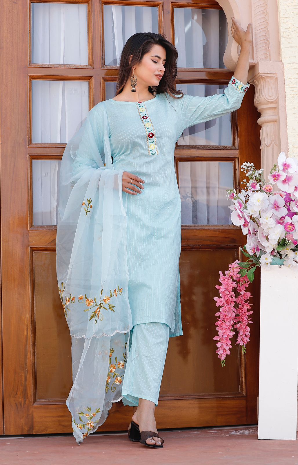 Straight Cotton Lurix Kurta Set