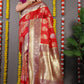 Red Kanchipuram Pure Silk Handloom Saree With Pure Jari