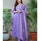 Cotton Lavender Kurti With Dupatta Set