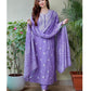 Cotton Lavender Kurti With Dupatta Set