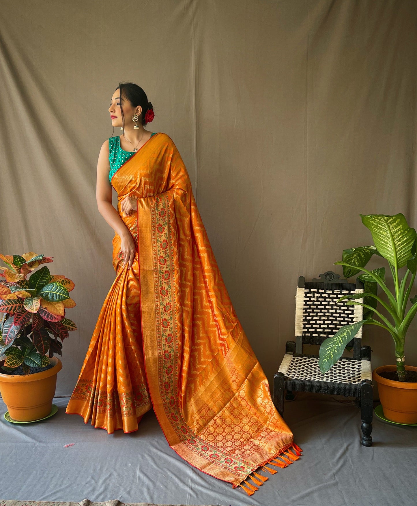 Yellow Pure Banarasi Silk Sarees