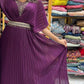 Wine Beautiful Designer Gown On Heavy Georgette Fabric