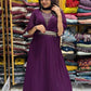 Wine Beautiful Designer Gown On Heavy Georgette Fabric