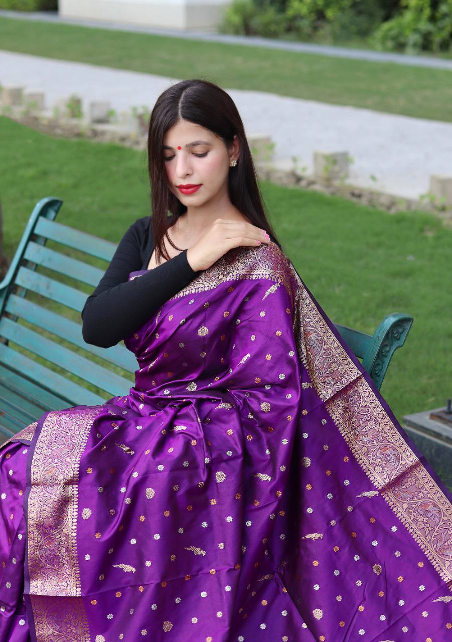 Alluring Purple Weaving Designer Saree