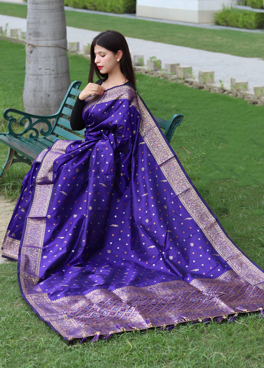 Proud PL-SE00041 Pure Soft Silk Saree For Women - Bright Purple