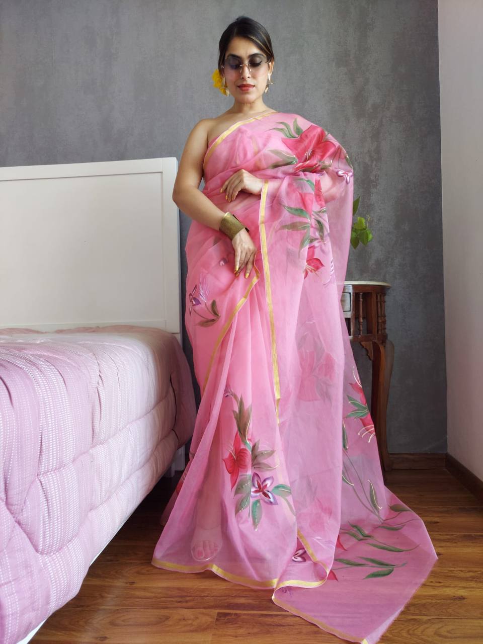 Organza Digital Print Soft Shiny Art Silk Sarees