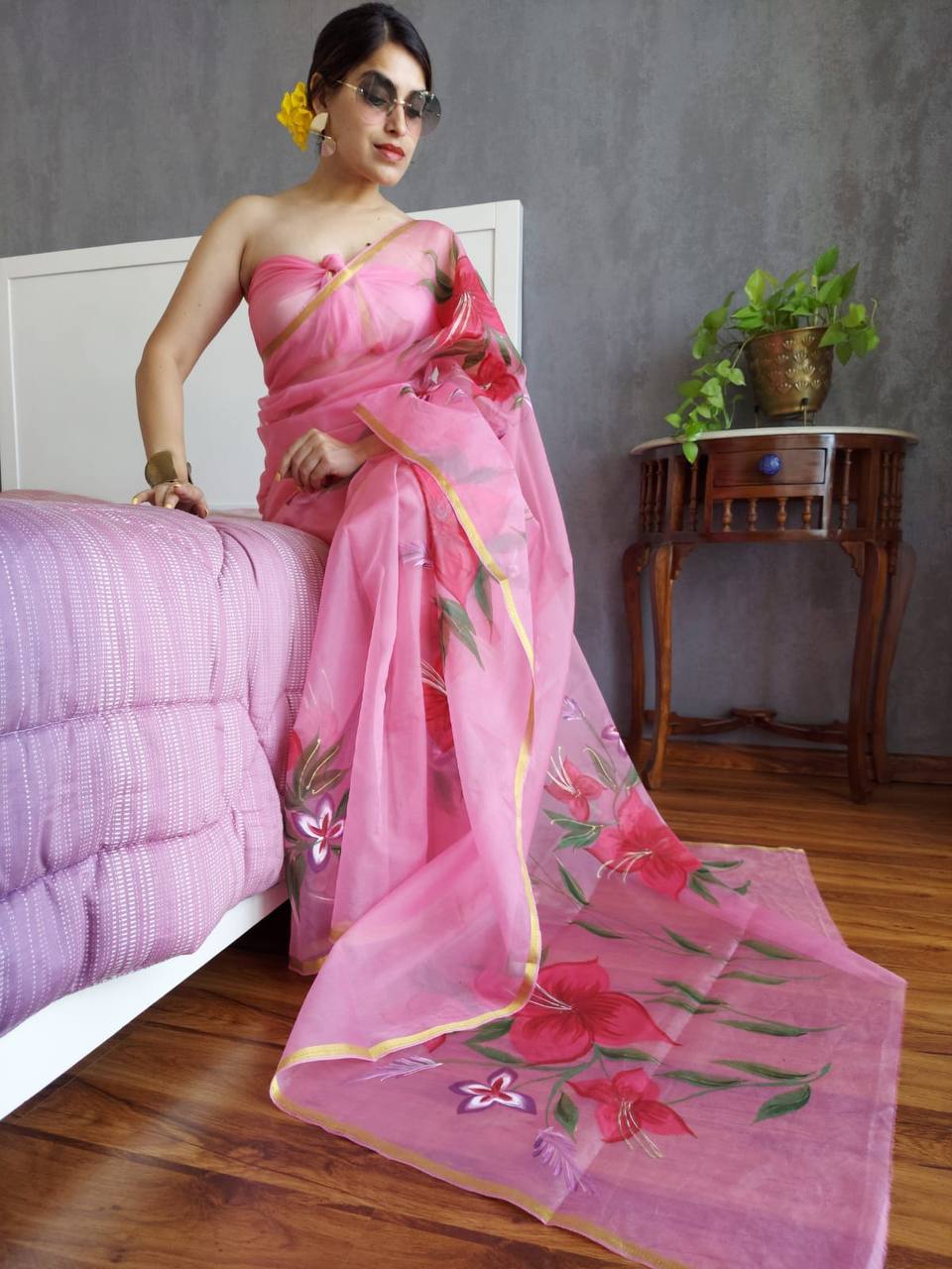 Organza Digital Print Soft Shiny Art Silk Sarees