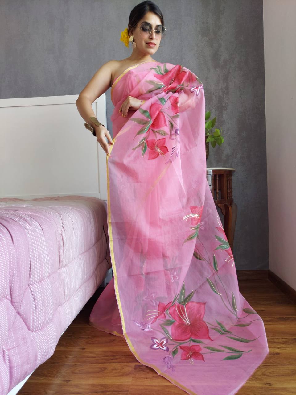 Organza Digital Print Soft Shiny Art Silk Sarees