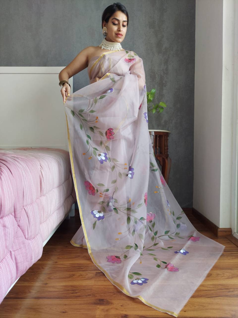 Organza Digital Print Soft Shiny Art Silk Sarees